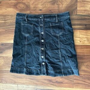 Chaps Black Denim Button-Up Skirt size 14